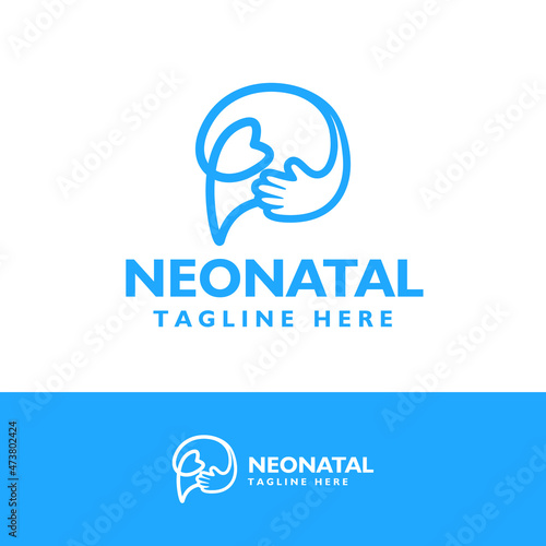 Neonatal logo brain love and hand design concept