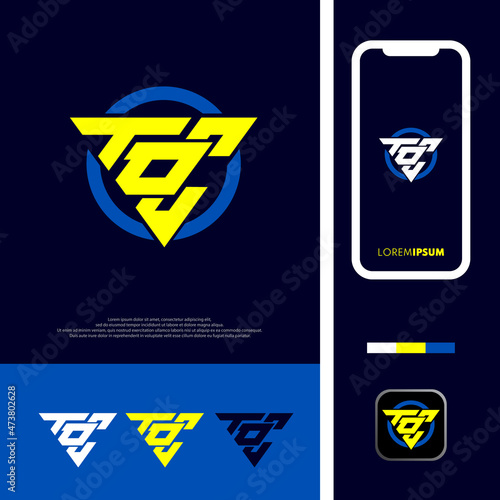Set of initial triangle toc logo design for sport and gaming logo