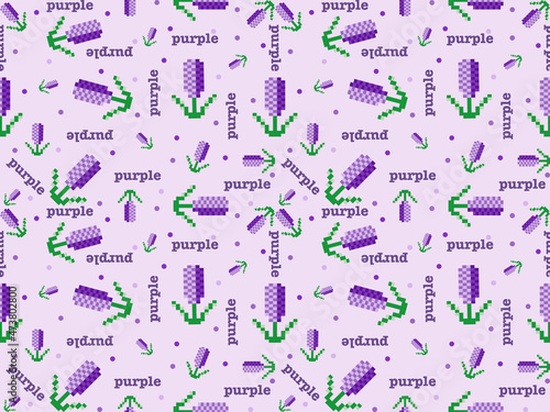 flower cartoon seamless parttern on purple background 