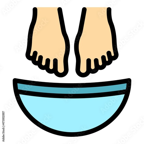 Detox feet bath icon. Outline detox feet bath vector icon color flat isolated