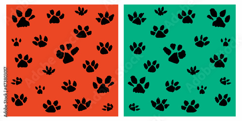 Tiger paw seamless pattern brush trendy abstract style