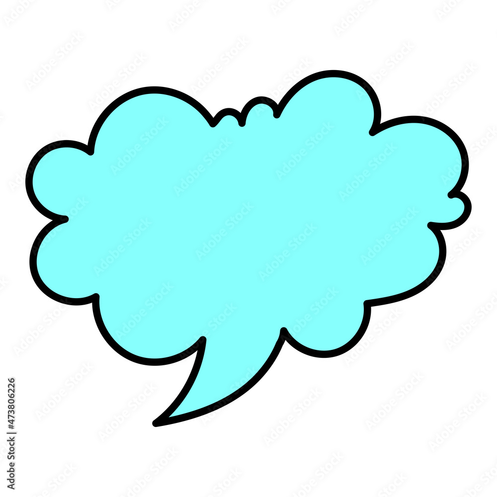 Hand drawn vector speech bubble in doodle style, isolated on white background.