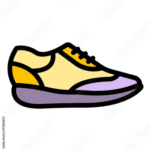Teen sneakers icon. Outline teen sneakers vector icon color flat isolated