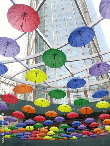 colorful umbrellas in the market