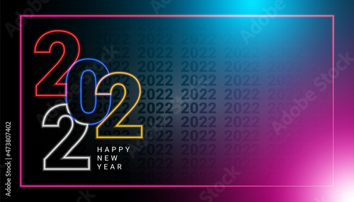 2022 lettering design with neon effect