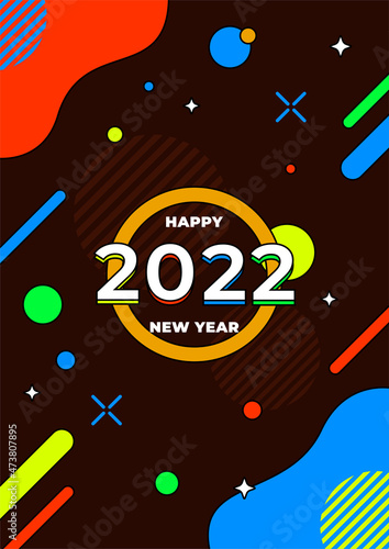 Happy New Year 2022 greeting card. Vector illustration concept for background  greeting card  party invitation card  website banner  social media banner  marketing material.