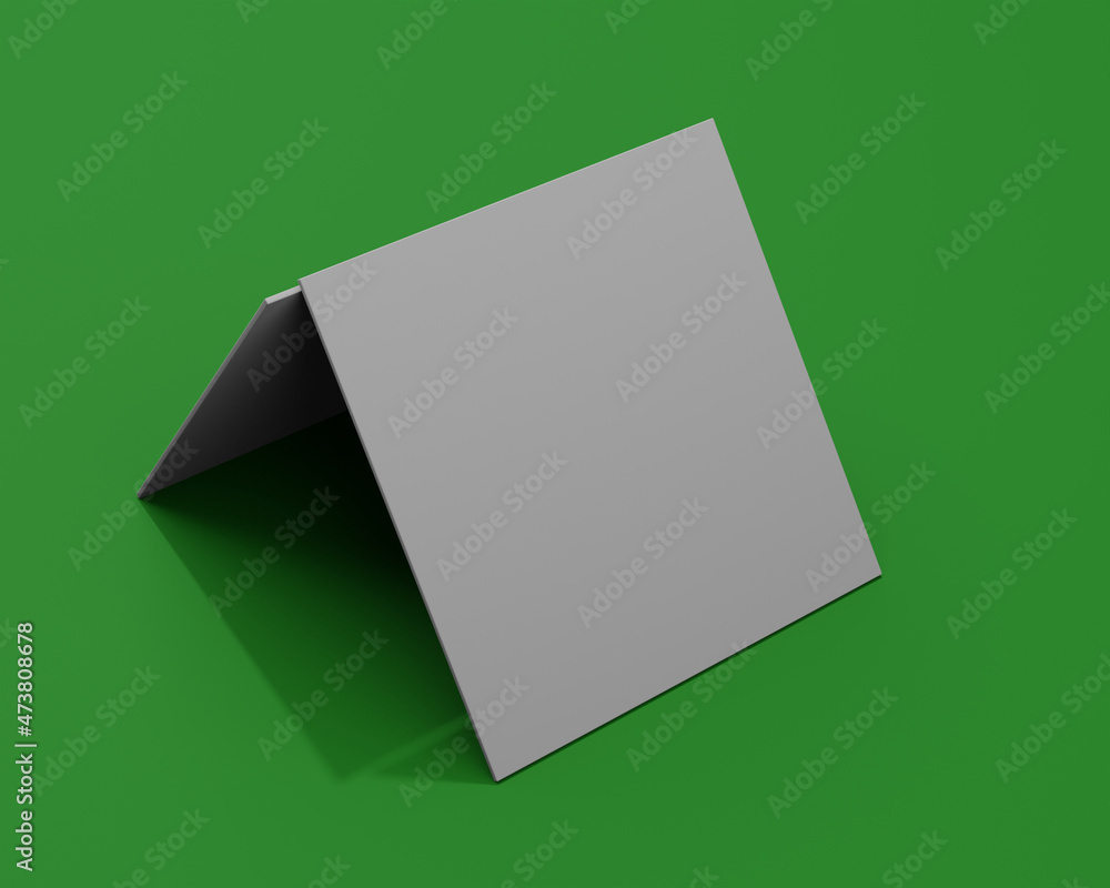 3D render mockup of square business cards on a green chromakey background for easy background color change 3D render mockup of square business cards on a green chromakey background for easy background color change