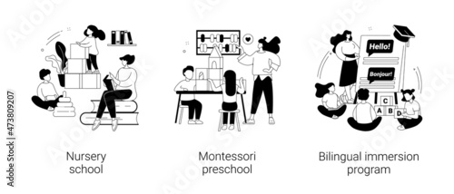 Early education abstract concept vector illustrations.