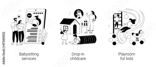 Childcare services abstract concept vector illustrations.