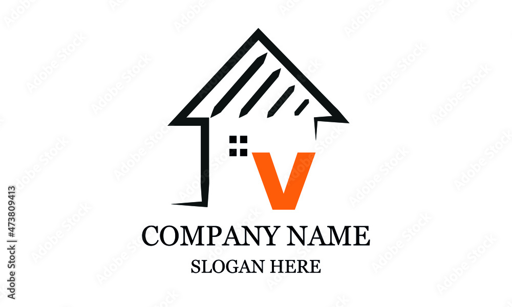 Architecture logo design, vector design template of construction company brand, real estate sign with letter V. Architecture logo design, vector design template of construction company brand, real estate sign with letter V.
