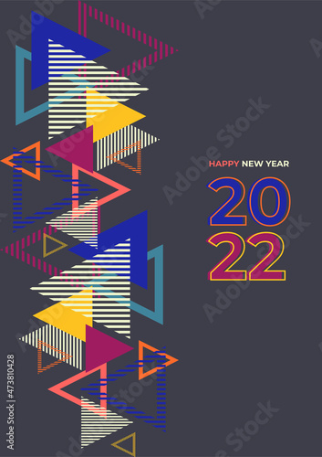 Design of 2022 happy new year background. Strong typography. Colorful and easy to remember. Design for branding  presentation  portfolio  business  education  banner. Vector  illustration