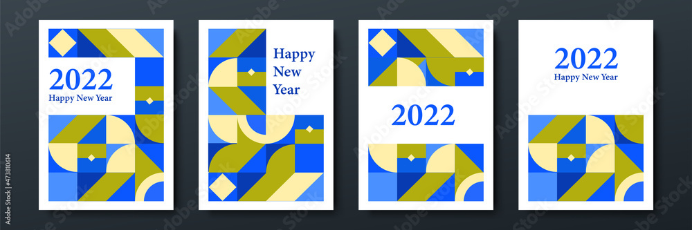 Cover design of 2022 happy new year. Strong typography. Colorful and easy to remember. Design for branding, presentation, portfolio, business, education, banner. Vector, illustration