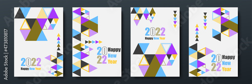 Cover design of 2022 happy new year. Strong typography. Colorful and easy to remember. Design for branding, presentation, portfolio, business, education, banner. Vector, illustration