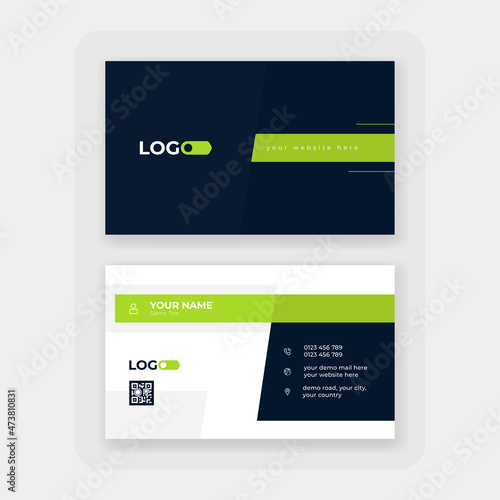 modern green abstract business card design, stylish green professional business card design template