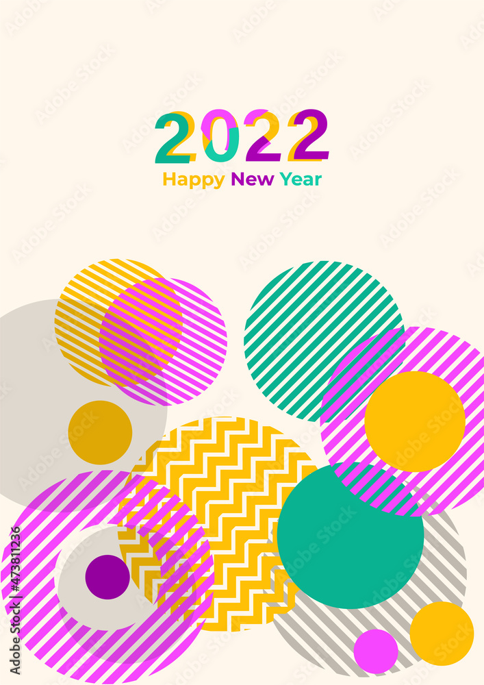 Happy new year 2022 background. Colorful poster vector illustration for greeting card, party invitation card, website banner, social media banner, background, cover design template, marketing material