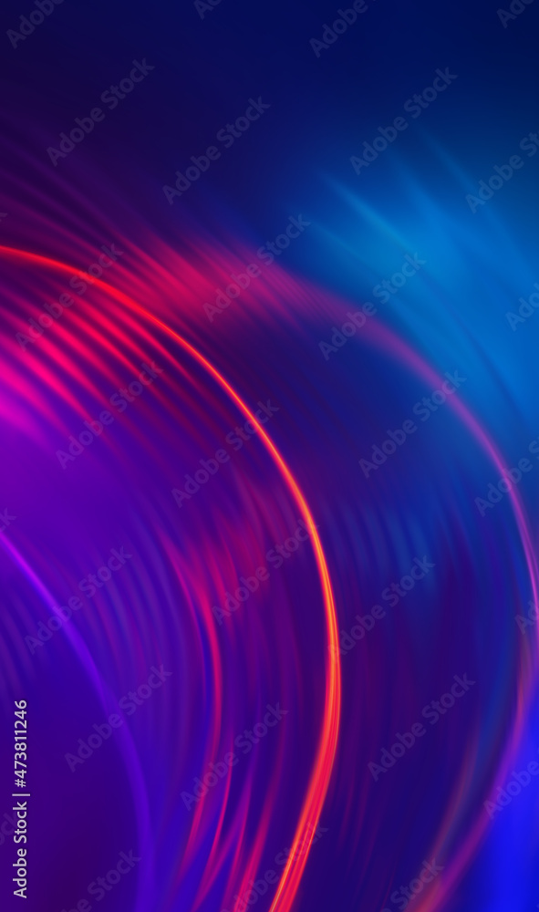 Obraz premium Dark abstract futuristic background with ultraviolet neon glow. Laser neon lines, waves.