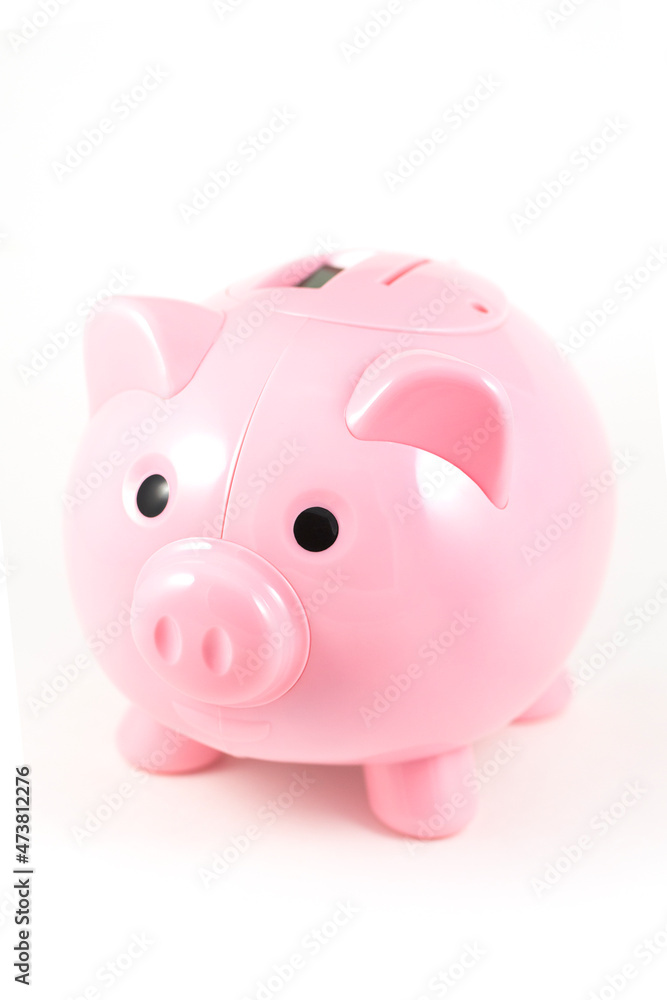 The traditional pink piggy bank.
