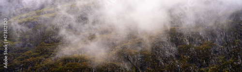 Fog and mist on a mountainside in Glencoe, Scotland