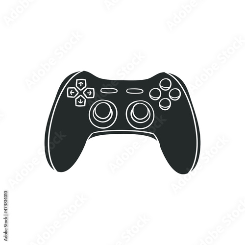 Game Pad Icon Silhouette Illustration. Console Vector Graphic Pictogram Symbol Clip Art. Doodle Sketch Black Sign.