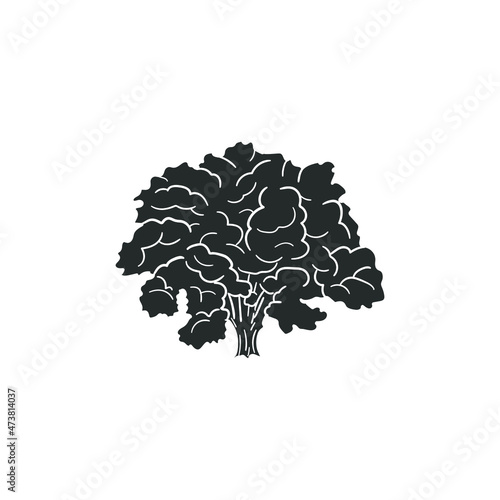 Oak Tree Icon Silhouette Illustration. Nature Vector Graphic Pictogram Symbol Clip Art. Doodle Sketch Black Sign.