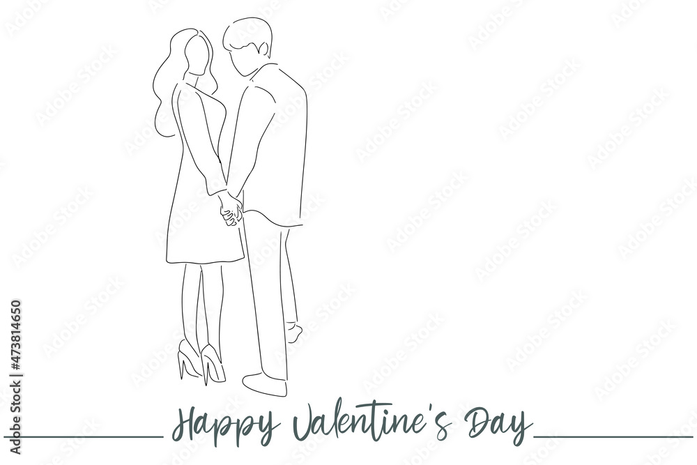 Continuous line of men and women show their love, kiss Valentine's Day Love Thailand vector illustration, hand-drawn lines, simple wedding couples. Continuous line of men and women show their love, kiss Valentine's Day Love Thailand vector illustration, hand-drawn lines, simple wedding couples.