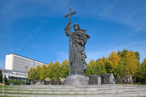 Moscow, Russia - September 29, 2021: Monument to the Holy Equal-to-the-Apostles Prince Vladimir the Great on Borovitskaya Square