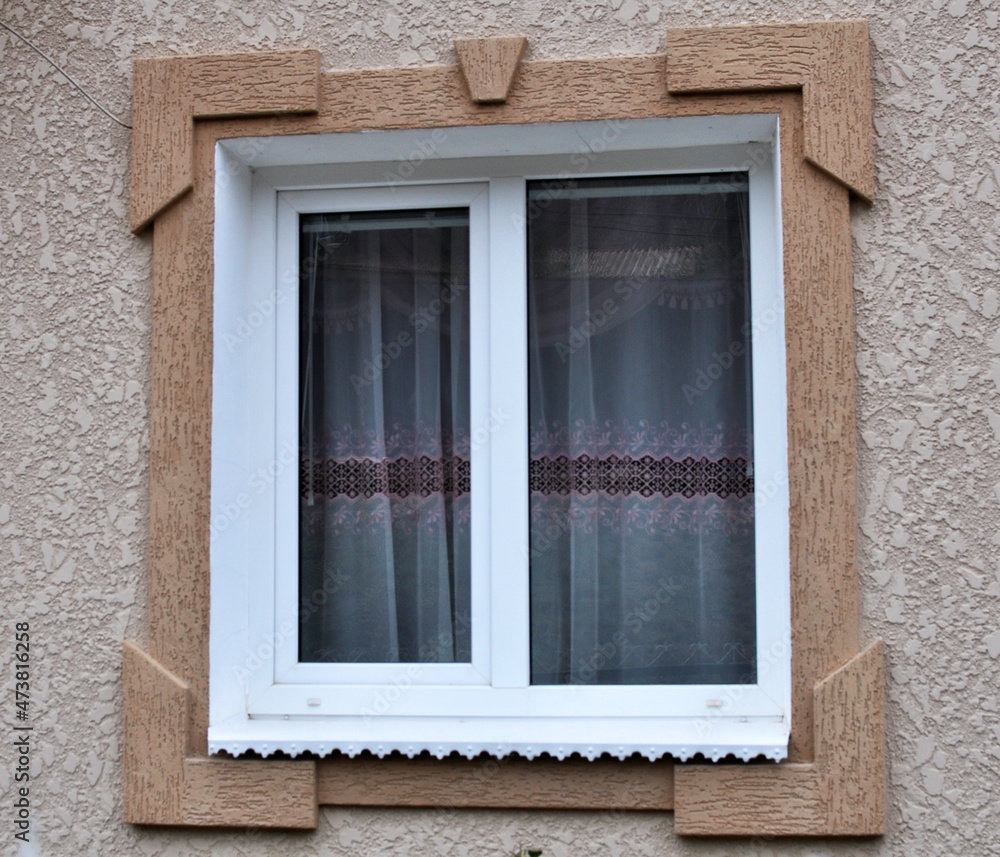 View of metal-plastic window from the outside