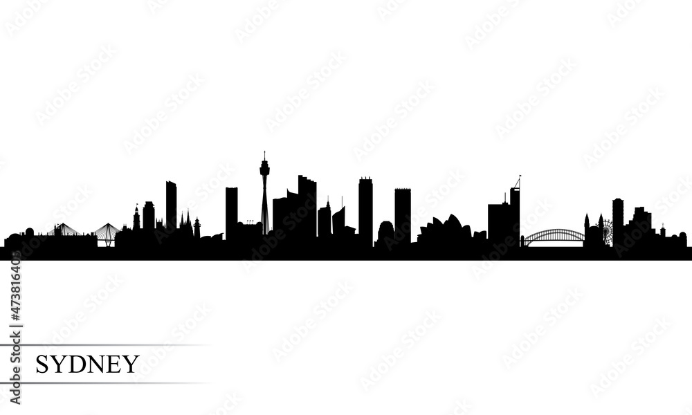 Sydney city skyline silhouette background