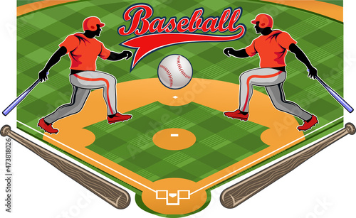Baseball batter hitting ball during game