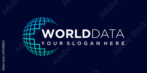 globe tech logo design vector symbol icon.