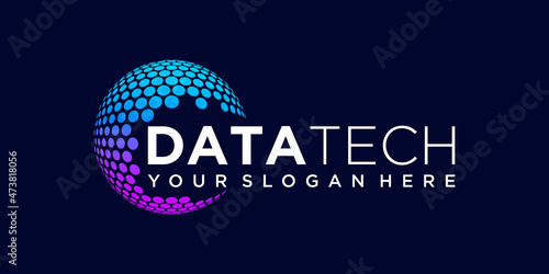 data tech globe logo design vector symbol icon.