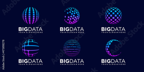 set of planet data Logo Design vector Template.
