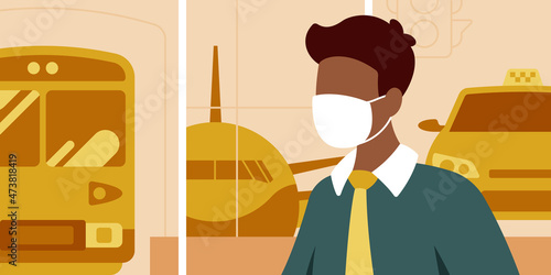 Face mask flat vector illustration the COVID-19