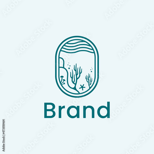 coral reefs line logo vector
