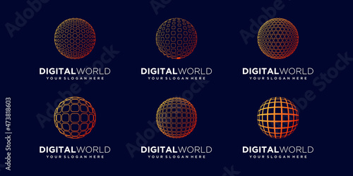 set of abstract earth Logo Design vector Template.