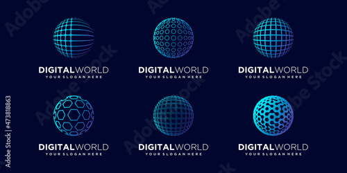 set of abstract global Logo Design vector Template.