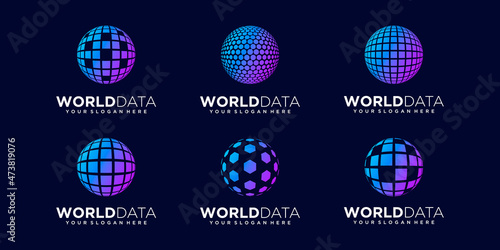 set of abstract sphere data Logo Design vector Template.