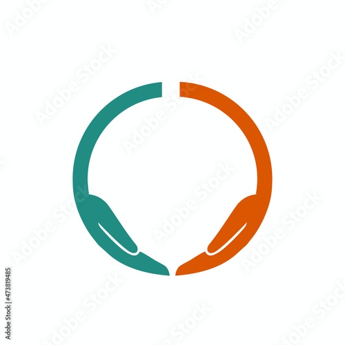 two hand logo vector. help and care symbol.
