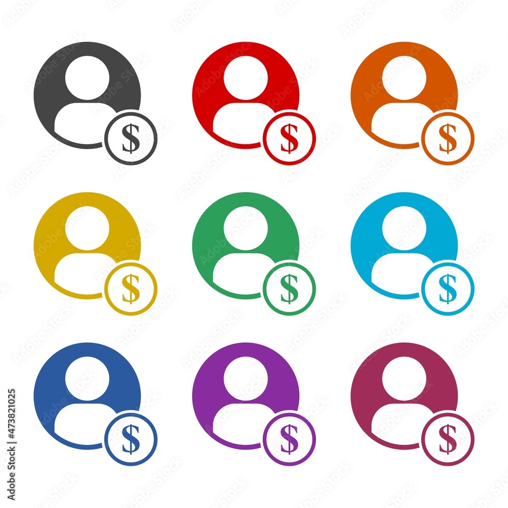 Money people icon isolated on white background, color set Money people icon isolated on white background, color set