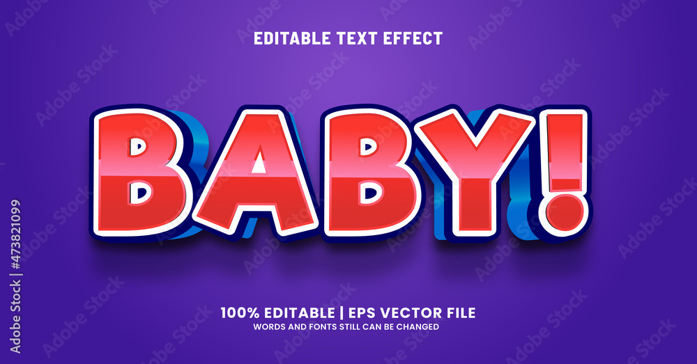 Baby editable text effect 3d styel Baby editable text effect 3d styel