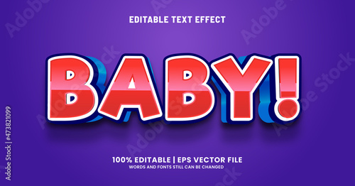 Baby editable text effect 3d styel 