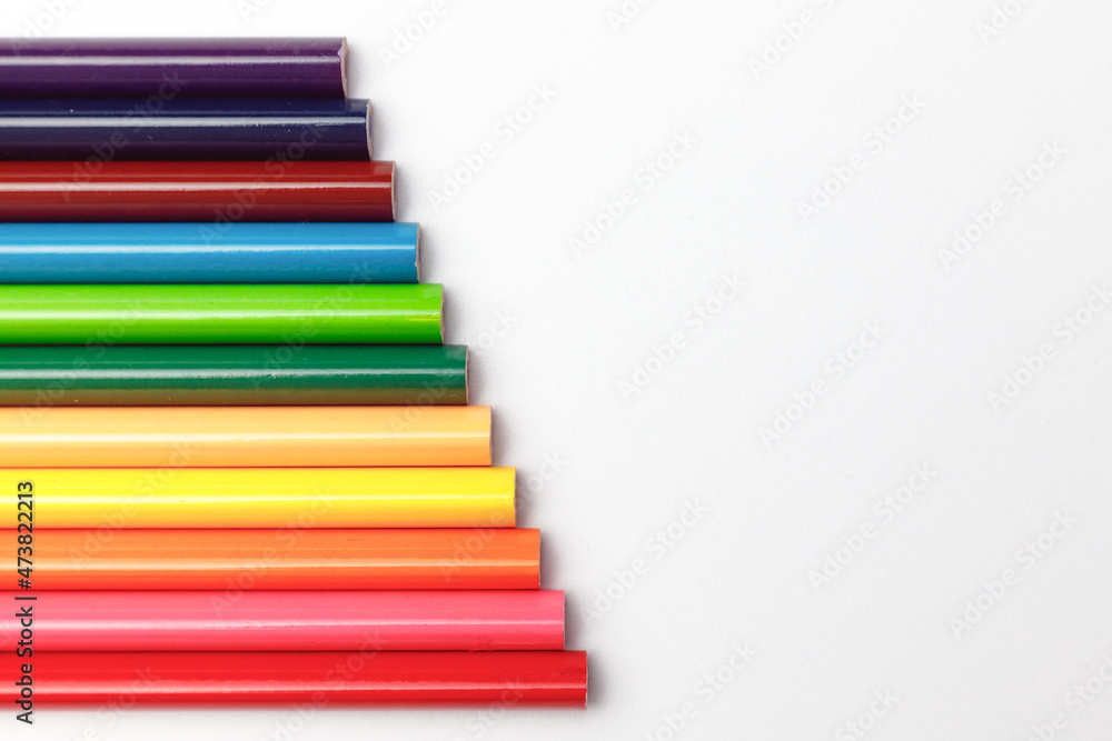 Spectrum of color pencils with white copyspace Spectrum of color pencils with white copyspace