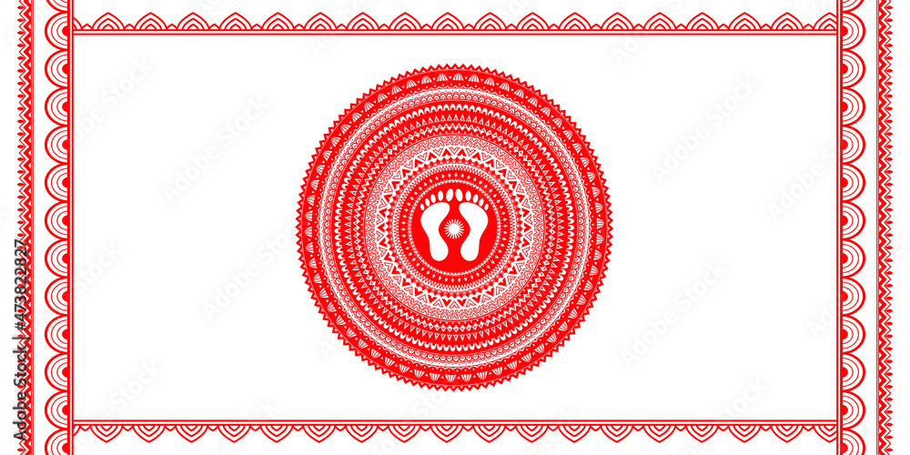 Aipan Design pattern for india festival vector red and white color ...