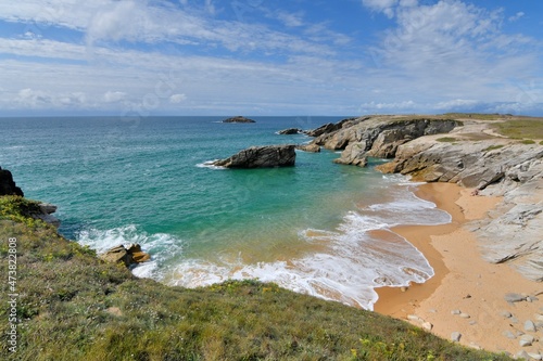 Beautiful beach on the Quiberon peninsula in brittany - France