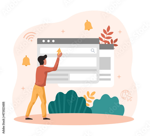 Man adding information