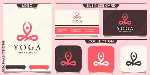 Yoga exercise. Design for Yoga class, yoga center, yoga studio, yoga logo. Vector of yoga illustration.