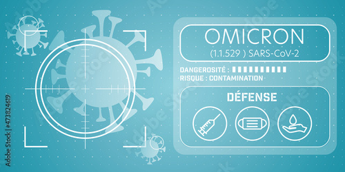 French Covid 19 target illustration - coronavirus sars cov 2 - blue design
