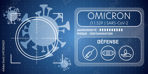 French Covid 19 target illustration - coronavirus sars cov 2 - blue design