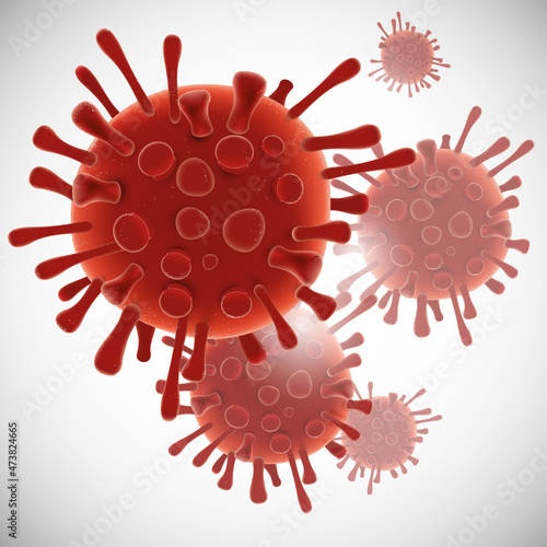 Covid 19 science illustration - coronavirus sars cov 2 - red design