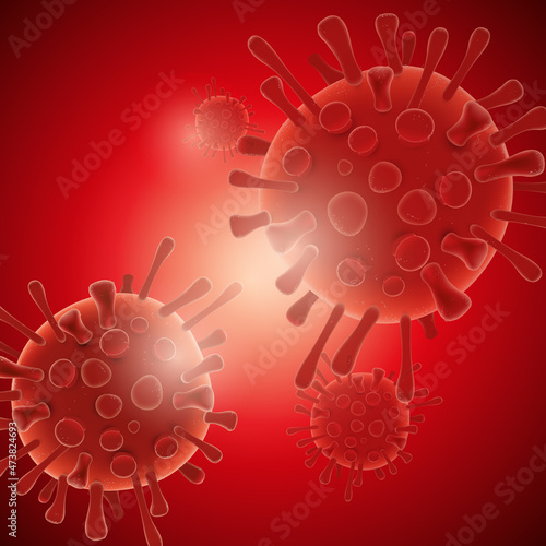 Covid 19 science illustration - coronavirus sars cov 2 - red design